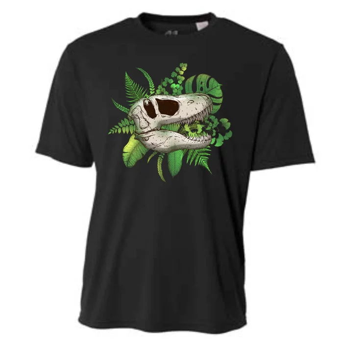 Tropical TRex Dinosaur Skull Cooling Performance Crew T-Shirt