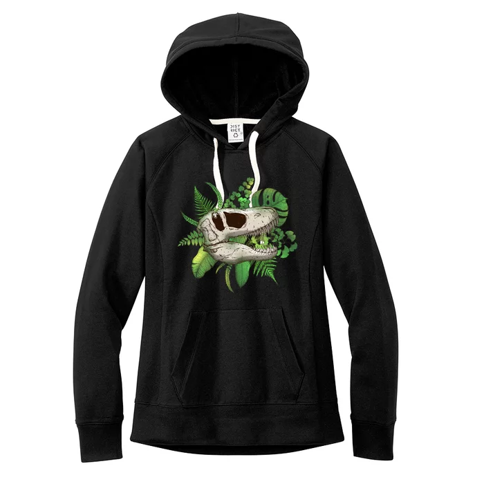 Tropical TRex Dinosaur Skull Women's Fleece Hoodie