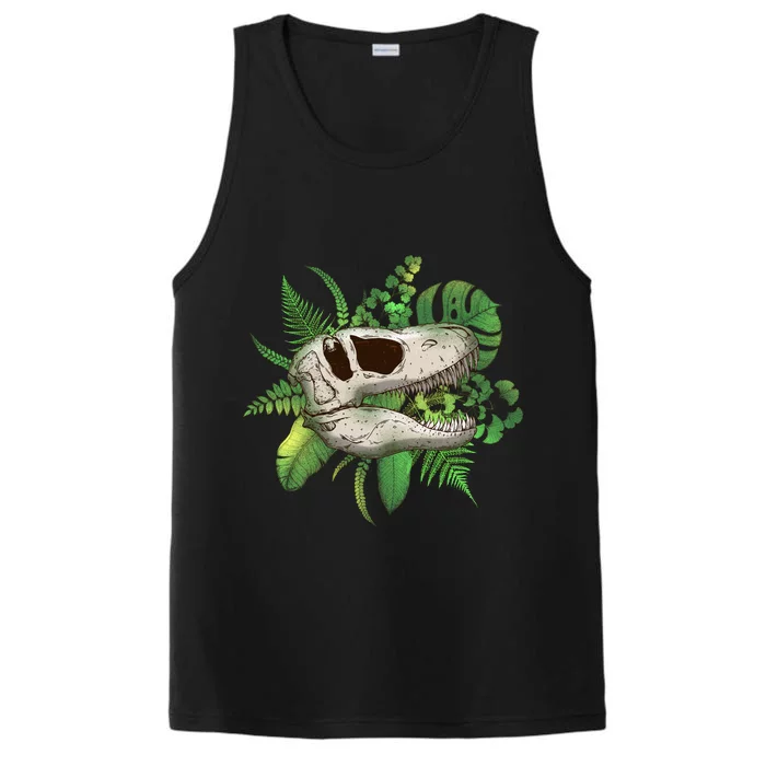 Tropical TRex Dinosaur Skull Performance Tank