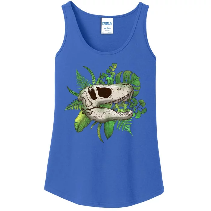 Tropical TRex Dinosaur Skull Ladies Essential Tank