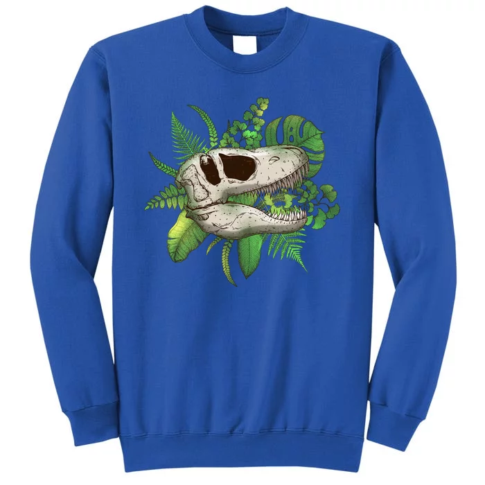 Tropical TRex Dinosaur Skull Tall Sweatshirt