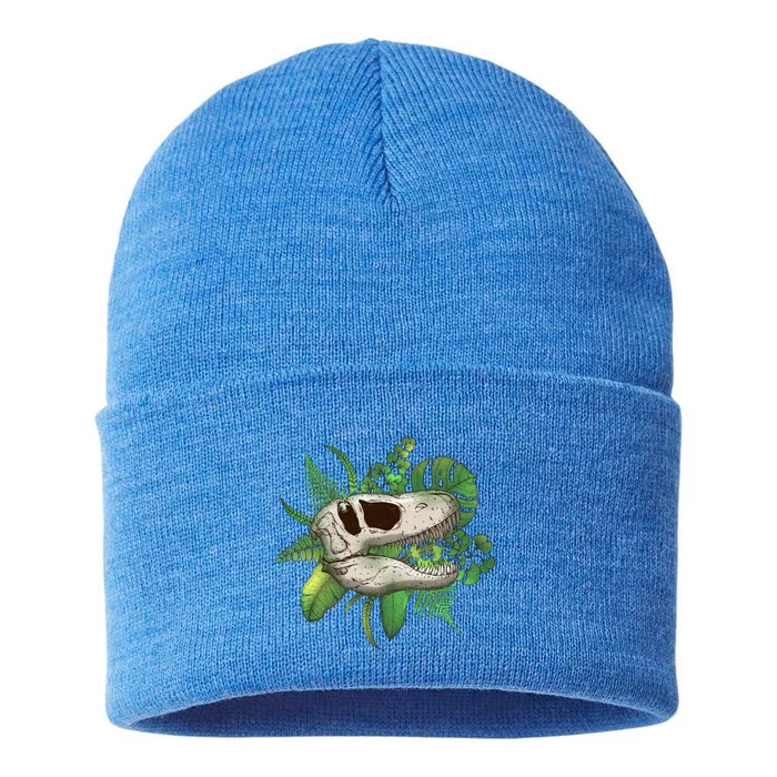 Tropical TRex Dinosaur Skull Sustainable Knit Beanie