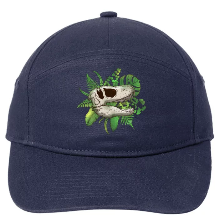 Tropical TRex Dinosaur Skull 7-Panel Snapback Hat