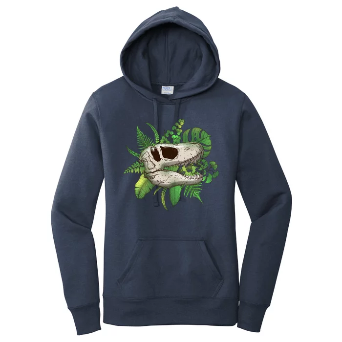 Tropical TRex Dinosaur Skull Women's Pullover Hoodie