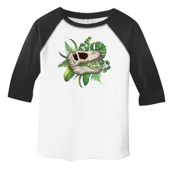 Tropical TRex Dinosaur Skull Toddler Fine Jersey T-Shirt