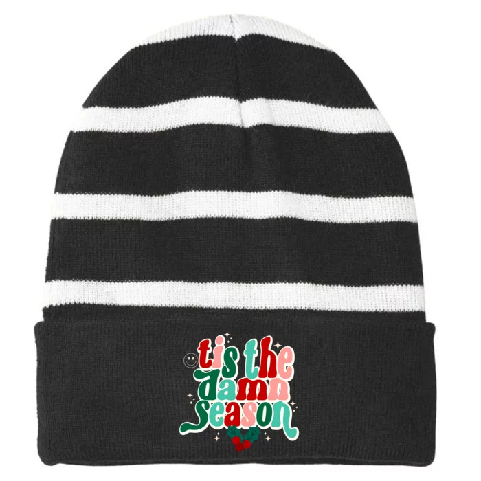 Tis The Damn Season Evermore Christmas Taylor Lover Xmas Striped Beanie with Solid Band