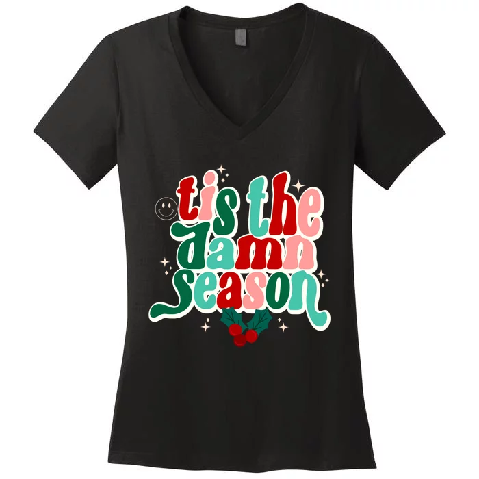 Tis The Damn Season Evermore Christmas Taylor Lover Xmas Women's V-Neck T-Shirt