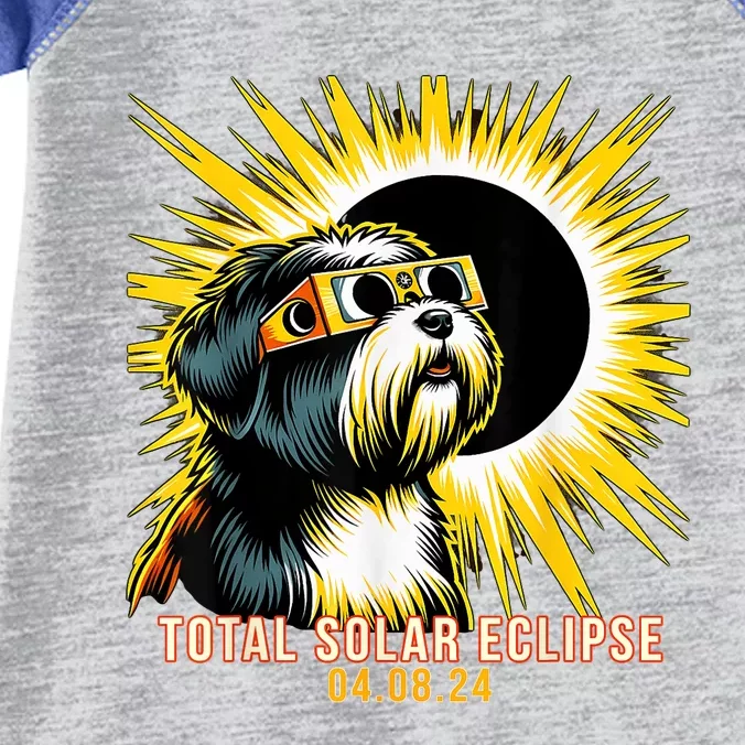 Tibetan Terrier Dog Watching Total Solar Eclipse Infant Baby Jersey Bodysuit