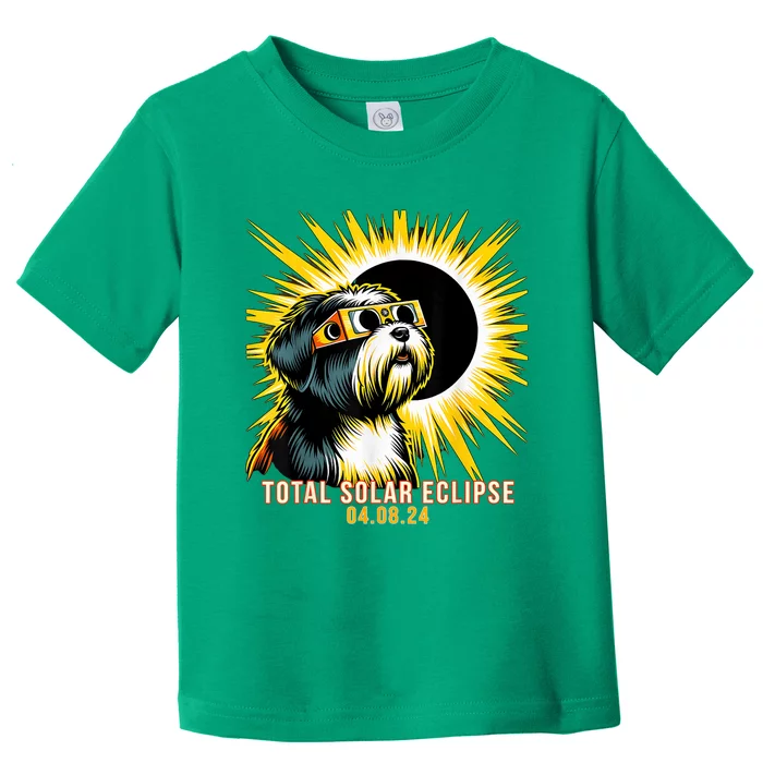 Tibetan Terrier Dog Watching Total Solar Eclipse Toddler T-Shirt