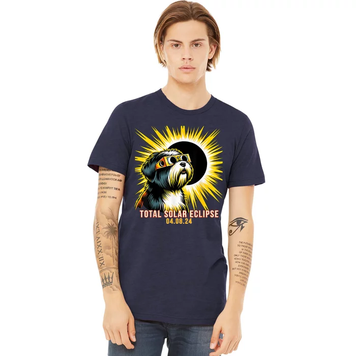 Tibetan Terrier Dog Watching Total Solar Eclipse Premium T-Shirt