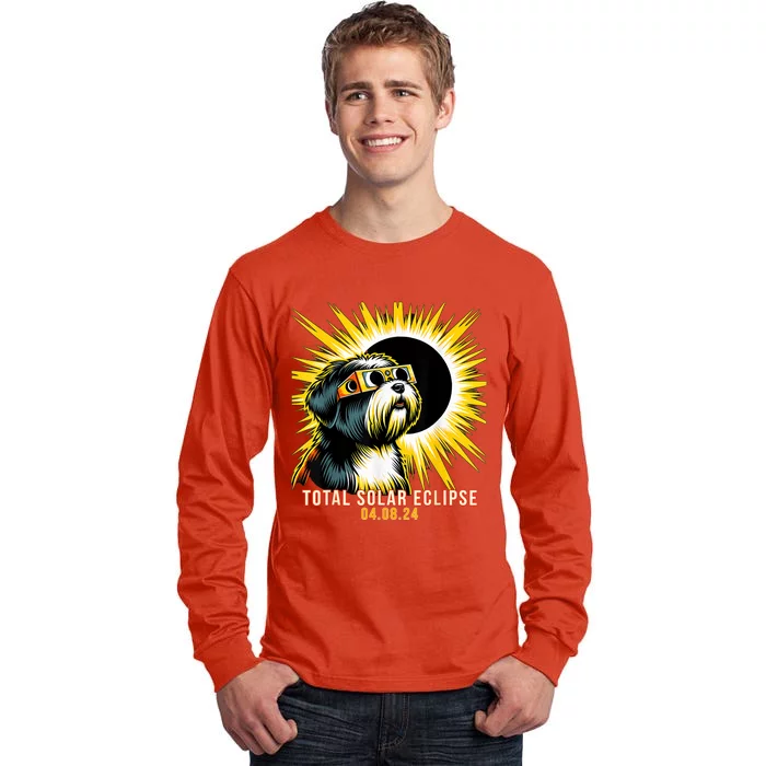 Tibetan Terrier Dog Watching Total Solar Eclipse Tall Long Sleeve T-Shirt