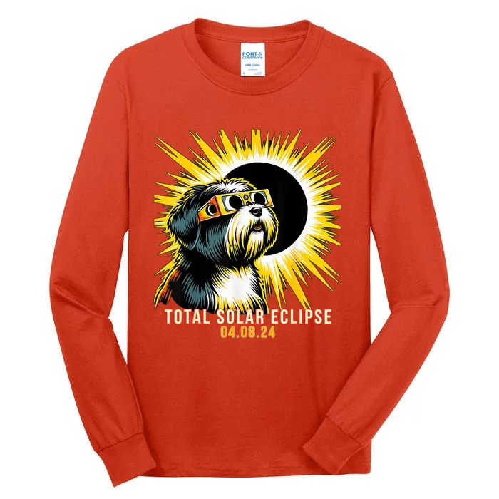 Tibetan Terrier Dog Watching Total Solar Eclipse Tall Long Sleeve T-Shirt