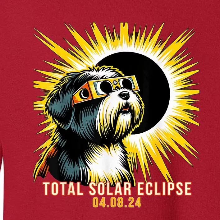 Tibetan Terrier Dog Watching Total Solar Eclipse Toddler Sweatshirt