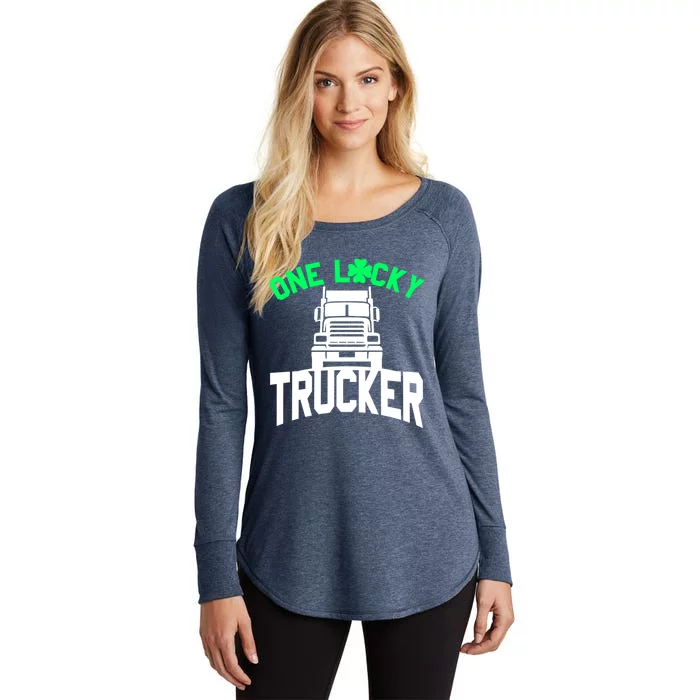 Trucker Truck Driver Lucky St Patricks Day Funny Gift Semi Gift Women's Perfect Tri Tunic Long Sleeve Shirt