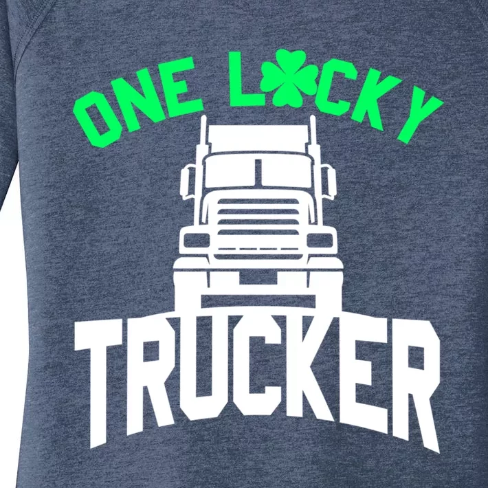 Trucker Truck Driver Lucky St Patricks Day Funny Gift Semi Gift Women's Perfect Tri Tunic Long Sleeve Shirt