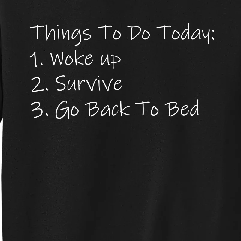 Things To Do Today Wake Up Survive Go Back To Bed Sweatshirt