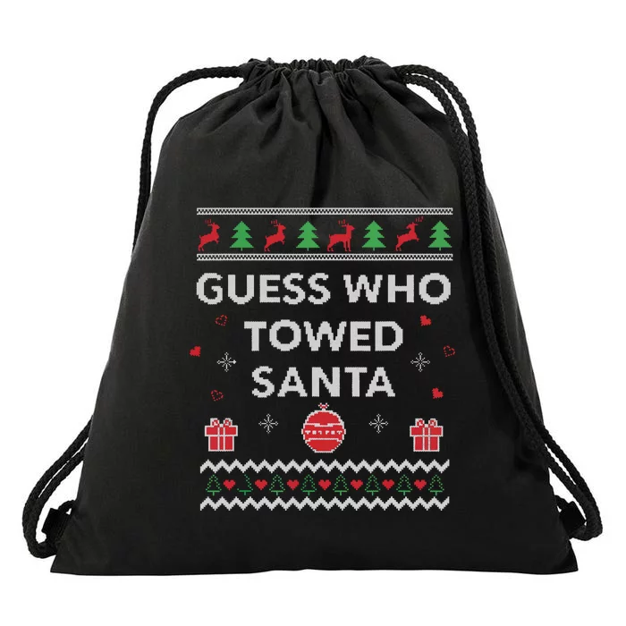 Tow Truck Driver Christmas Funny Xmas Design Drawstring Bag