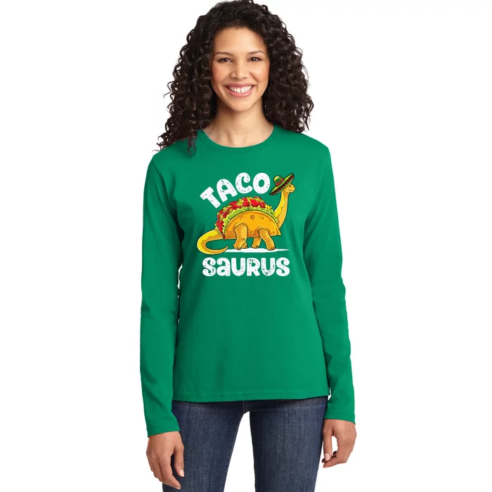 Tacosaurus Taco Dinosaur T rex Funny Cinco de Mayo Ladies Long Sleeve Shirt