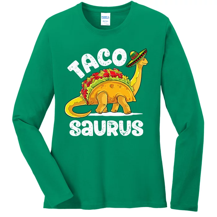 Tacosaurus Taco Dinosaur T rex Funny Cinco de Mayo Ladies Long Sleeve Shirt