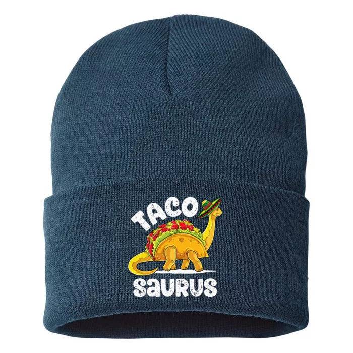 Tacosaurus Taco Dinosaur T rex Funny Cinco de Mayo Sustainable Knit Beanie