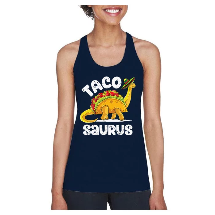 Tacosaurus Taco Dinosaur T rex Funny Cinco de Mayo Women's Racerback Tank