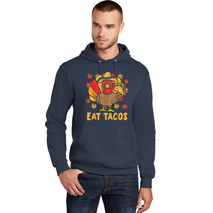 Thanksgiving Turkey Eat Tacos Funny Boys Turkey Tall Hoodie