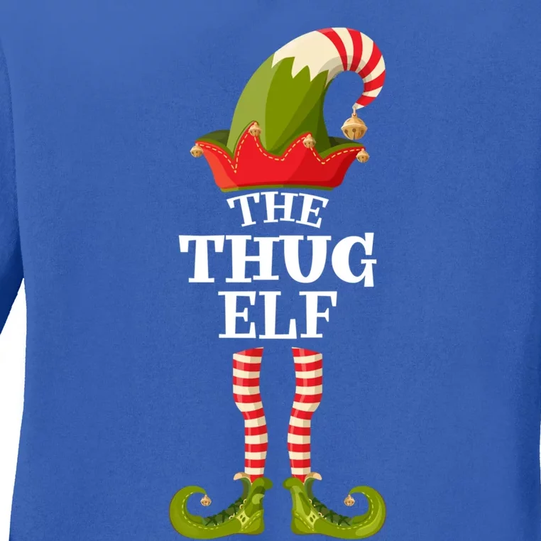 The Thug Elf Gift Funny Christmas Group Matching Family Gift Ladies Long Sleeve Shirt