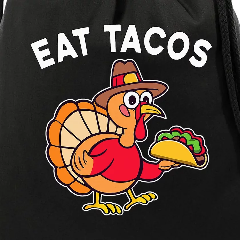 Thanksgiving Turkey Eat Tacos Mexican Drawstring Bag