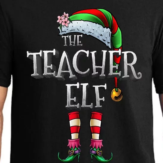 The Teacher Elf  Matching Family Funny Christmas Elf Pajama Set