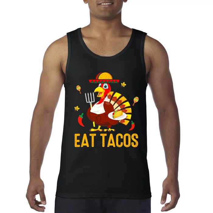 Thanksgiving Turkey Eat Tacos Funny Boys Turkey Tank Top