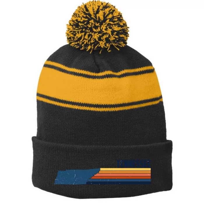 Retro Vintage Tennessee Stripe Pom Pom Beanie