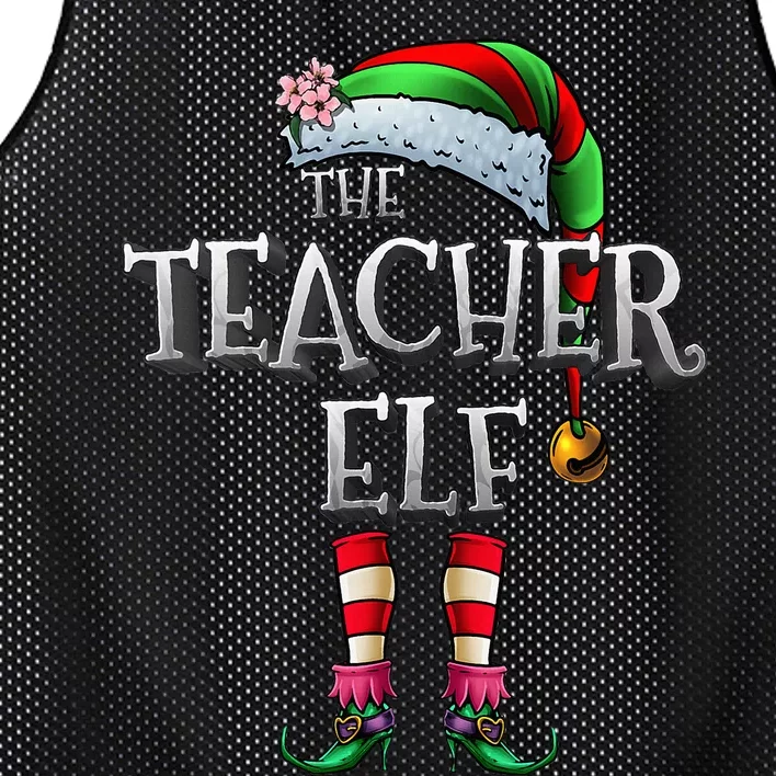 The Teacher Elf Matching Family Funny Christmas Elf Mesh Reversible Basketball Jersey Tank