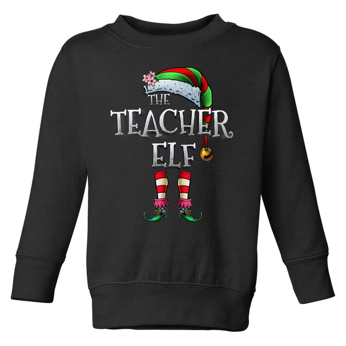 The Teacher Elf Matching Family Funny Christmas Elf Toddler Sweatshirt