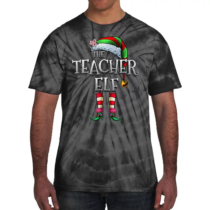 The Teacher Elf Matching Family Funny Christmas Elf Tie-Dye T-Shirt