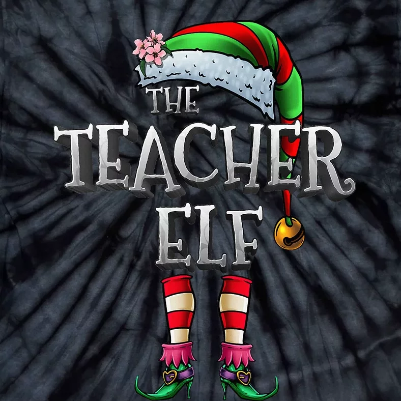 The Teacher Elf Matching Family Funny Christmas Elf Tie-Dye T-Shirt