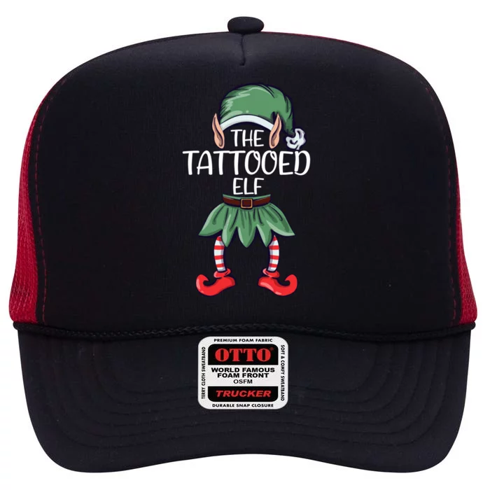 The Tattooed Elf Christmas Matching Family Group Elf Great Gift High Crown Mesh Trucker Hat