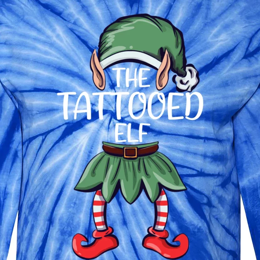 The Tattooed Elf Christmas Matching Family Group Elf Great Gift Tie-Dye Long Sleeve Shirt