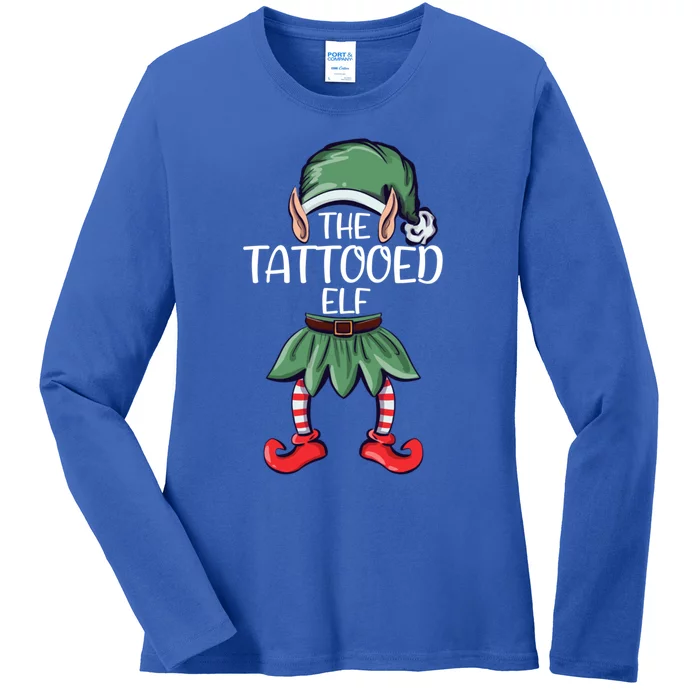 The Tattooed Elf Christmas Matching Family Group Elf Great Gift Ladies Long Sleeve Shirt