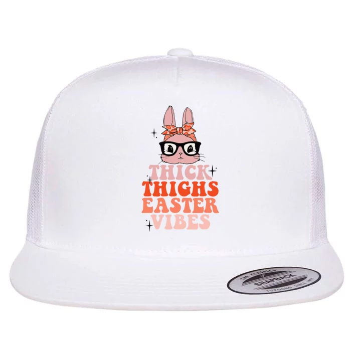 Thick Thighs Easter Vibes Bunny Spring Season Flat Bill Trucker Hat