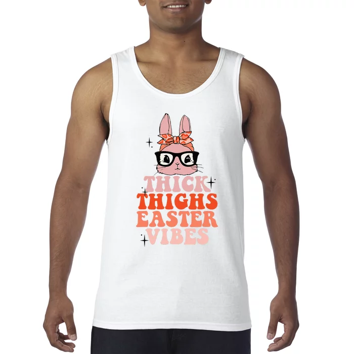 Thick Thighs Easter Vibes Bunny Spring Season Tank Top