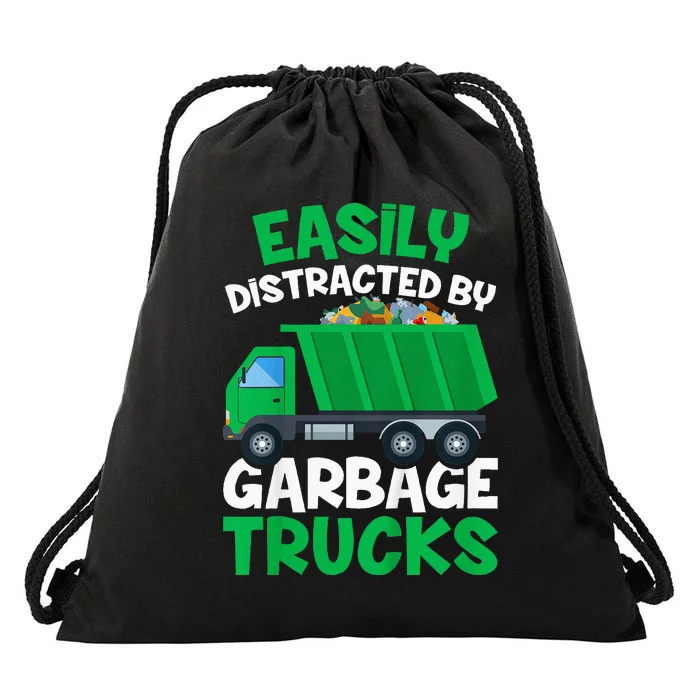 Trash Truck Easily Distracted By Garbage Trucks Drawstring Bag