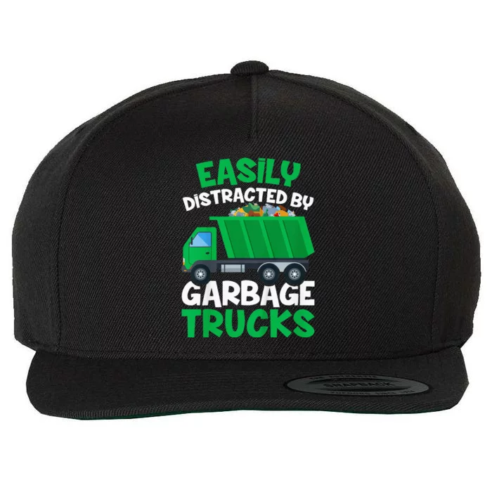 Trash Truck Easily Distracted By Garbage Trucks Wool Snapback Cap