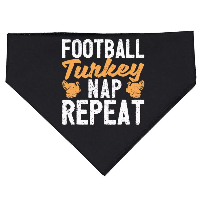 Thanksgiving Thankful Eat Sleep Football Turkey Nap Repeat USA-Made Doggie Bandana