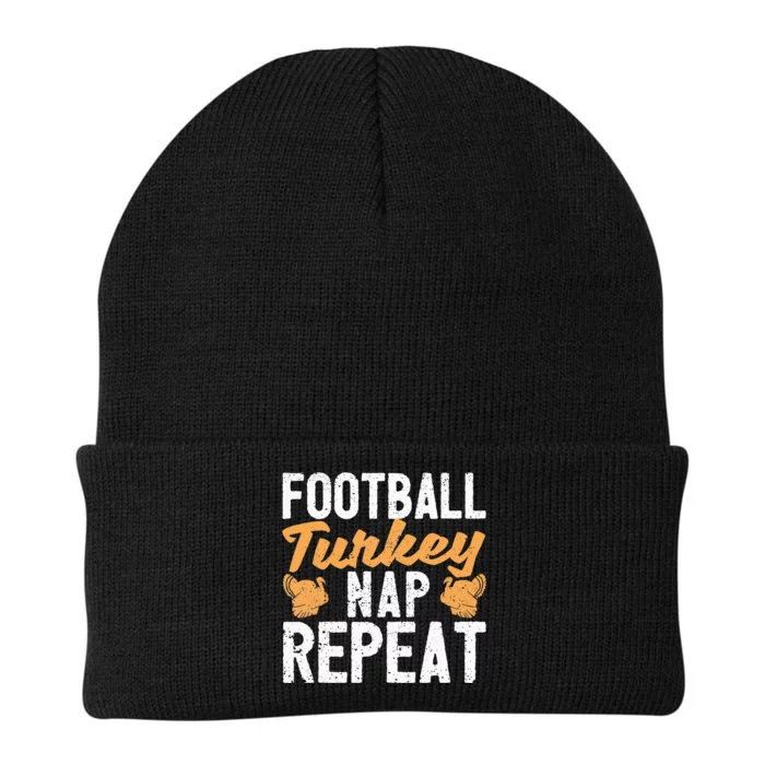 Thanksgiving Thankful Eat Sleep Football Turkey Nap Repeat Knit Cap Winter Beanie