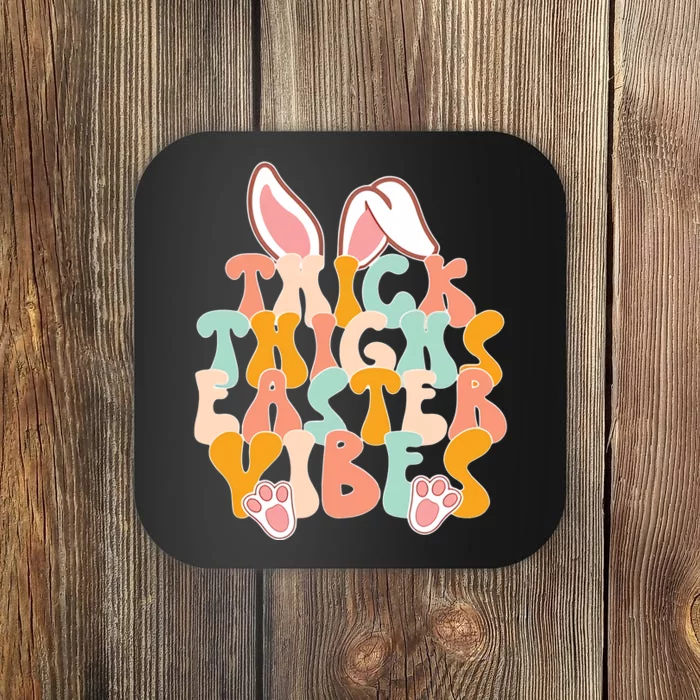 Thick Thighs Easter Vibes Cute Bunny Rabbit Easter Day Gift Idea Trending Coaster