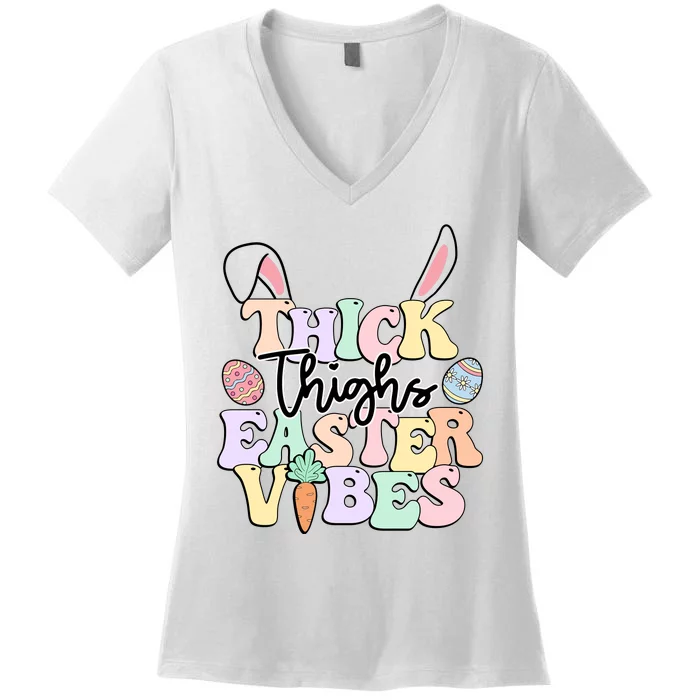 Thick Things Easter Vibes Easter Day Women's V-Neck T-Shirt