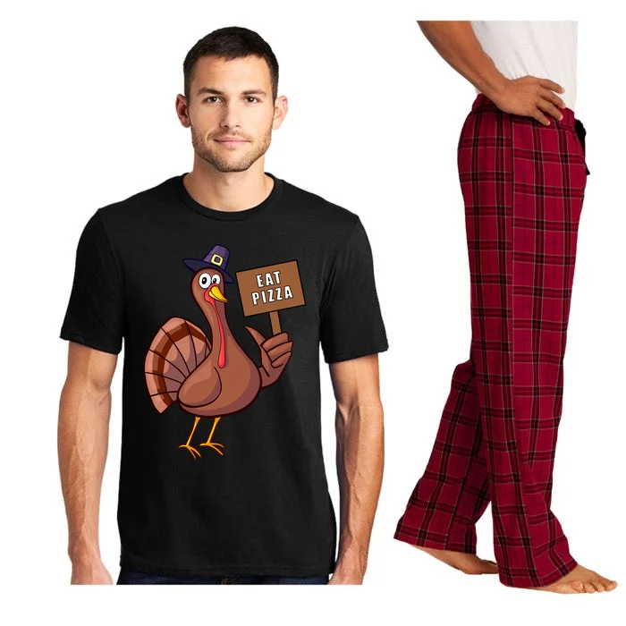 Thanksgiving Turkey Eat Pizza Thankful Gobble Design Outfit Great Gift Pajama Set