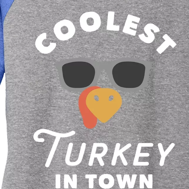 Thanksgiving Turkey Face Coolest Turkey In Town Great Gift Women's Tri-Blend 3/4-Sleeve Raglan Shirt