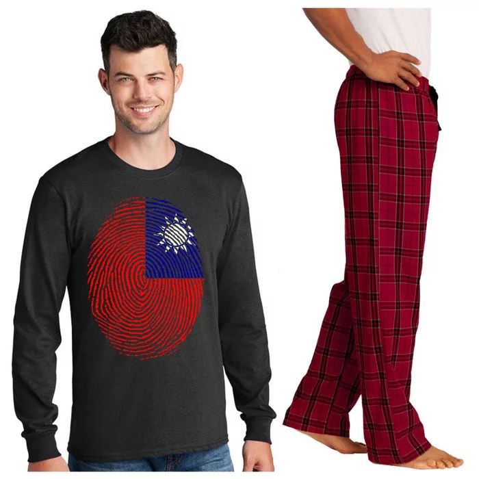 Taiwan Taiwanese Flag Dna Fingerprint Funny Gift Long Sleeve Pajama Set