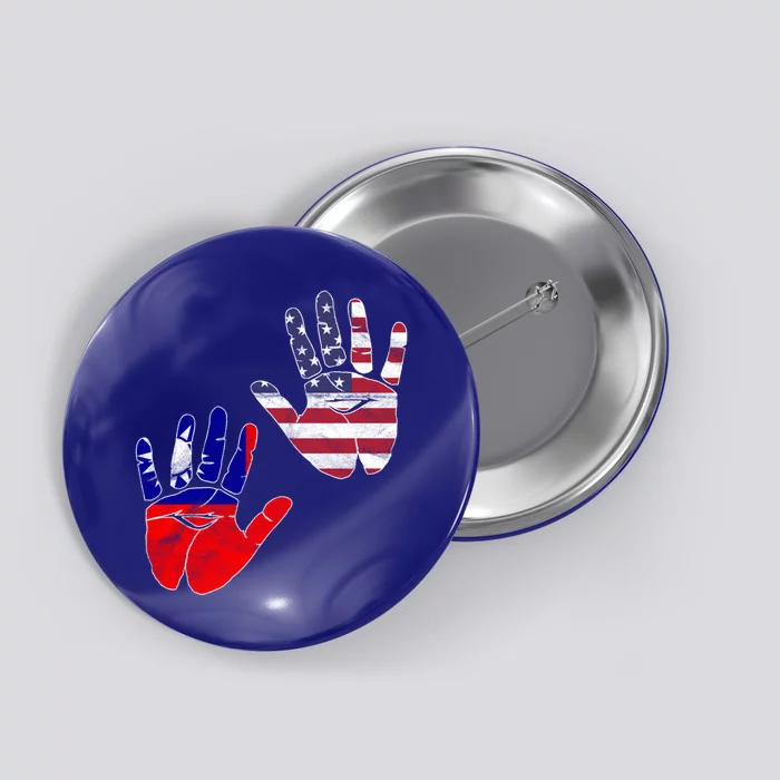 Taiwan Taiwanese Flag Proud America Hands Dna Mix Breed Meaningful Gift Button